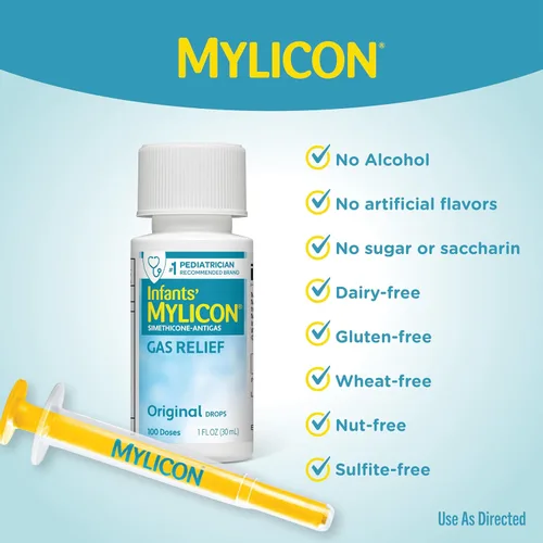 Vista 5 de Gotas para Alivio de Gas Mylicon para Bebés y Lactantes, Fórmula Original, 14.8 mililitros