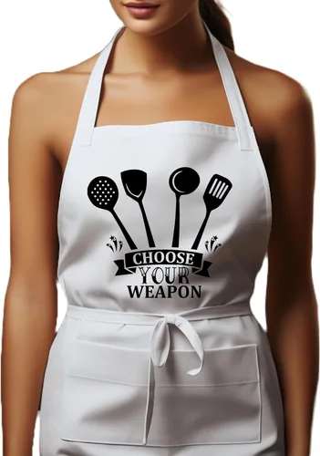 Vista 19 de Delantales personalizados. Delantal de chef ideal para camarera y uso en la cocina Ideal for Waitress, Kitchen Use Rojo