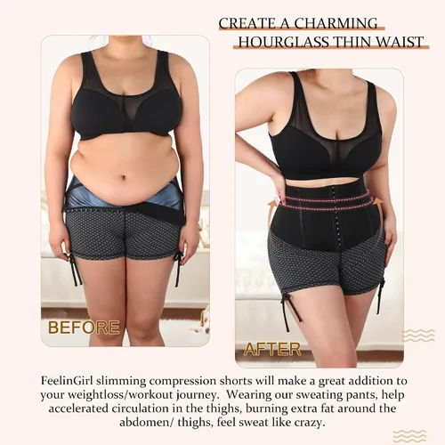 Vista 2 de FeelinGirl Sauna Shorts for Women Waist Trainer Leggings 2"3"9" High Waist Compression Workout Tummy Control Body Shaper