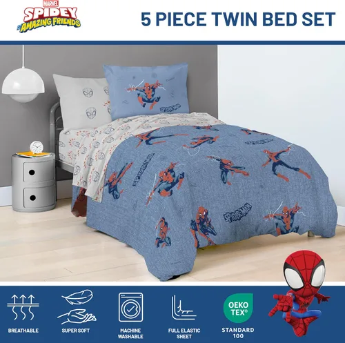 Vista 4 de Jay Franco El juego de edredón para niños incluye sábanas y fundas de almohada, juego de cama suave y acogedor para una decoración elegante