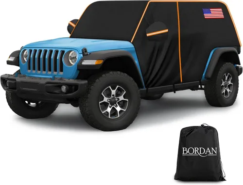 Vista 16 de Funda de coche para Ford Bronco de 2 puertas, 420D, funda impermeable para todo tipo de clima, sol, lluvia, UV, polvo, cubierta de cabina