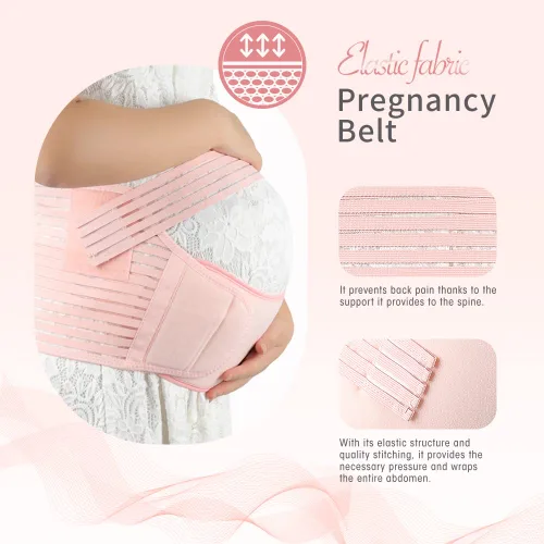 Vista 4 de AKSO MEDICOS Banda de vientre de maternidad para mujeres embarazadas, cinturón de maternidad ajustable, cinturón de soporte para el vientre