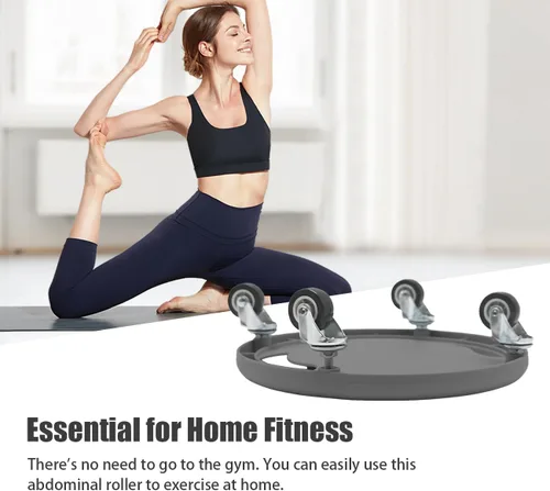 Vista 8 de Rodillo de abdominales, equipo de ejercicio abdominal con 4 rodillos, llave de cortesía para rueda abdominal, tablero giratorio de 360 grados, rueda