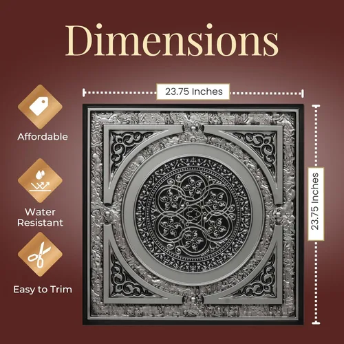 Vista 16 de Steampunk-Faux - Azulejo de techo de hojalata - Plata envejecida, paquete de 25 Plata antigua