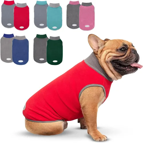 Vista 20 de cyeollo Paquete de 2 suéteres de forro polar para perro, chaleco cálido reflectante para perro, abrigo elástico para perro, chaqueta de invierno