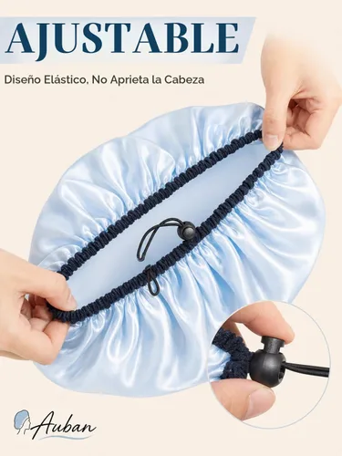 Vista 3 de Auban Gorro de ducha para mujer, ajustable, reutilizable, extragrande, gorro de baño impermeable de doble capa, exterior impermeable, forro de EVA