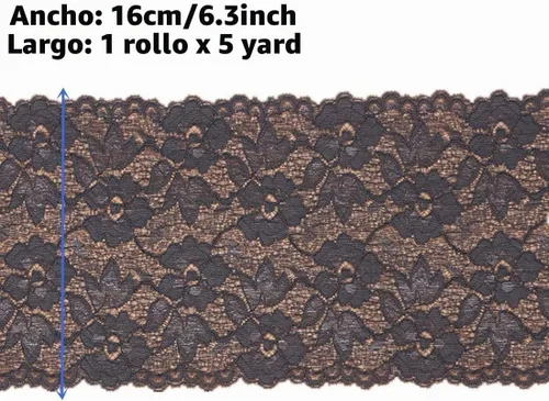 Vista 2 de MSCFTFB Cinta bordada de flores de encaje elástico de 5 yardas de ancho de 6.3 pulgadas de ancho para decoración de ropa, manualidades, boda, baby