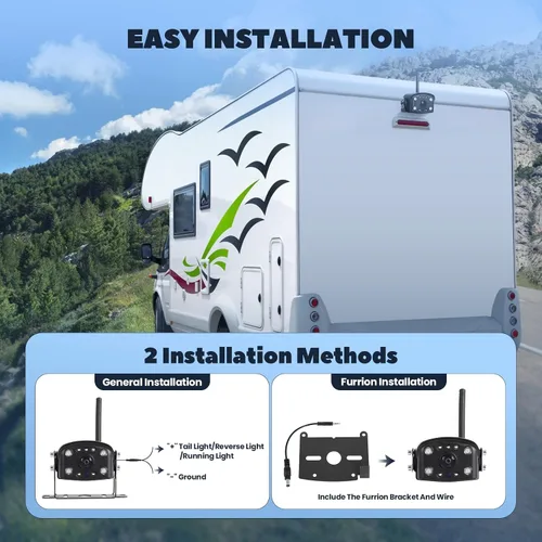 Vista 3 de Cámara de respaldo inalámbrica con monitor de 7 pulgadas, sistema de cámara de respaldo RV 1080P con grabación de video, cámaras de visión trasera