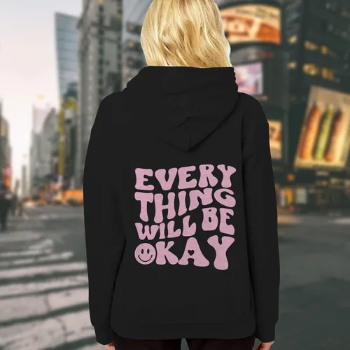 Vista 5 de fat mummy Sudadera con capucha estética con palabras en la espalda, sudadera con capucha de cara sonriente, linda sudadera con capucha para mujer