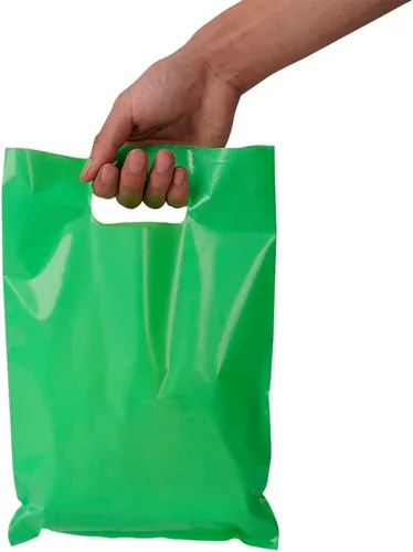 Vista 21 de ysmile Pequeña bolsa de compras de plástico negro para pequeñas empresas Bolsa de mercancía de plástico con asa Poli troquelado para venta al por