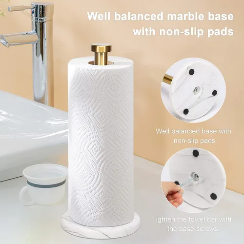 Vista 6 de NearMoon Soporte de pie para toallas de papel, soporte para toallas de papel de cocina - para baño o cocina sobre encimera, tamaño estándar o jumbo