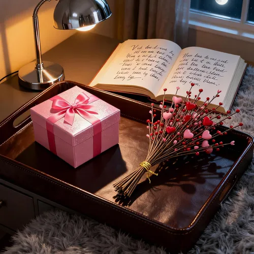 Vista 7 de 6 tallos de bayas artificiales con forma de corazón rosa y rojo para jarrón, ramas de imitación para boda, aniversario, día de San Valentín