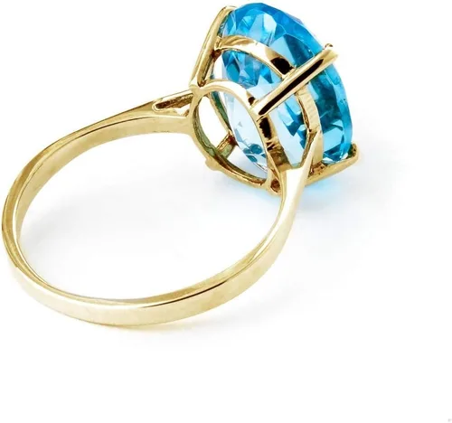 Vista 2 de Galaxy Gold GG Anillo de oro amarillo sólido pulido de 14 k 8 quilates topacio azul ovalado natural