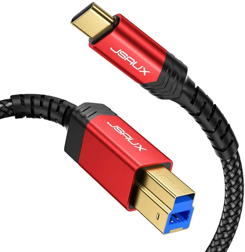 Vista 8 de JSAUX Cable de impresora USB B 3.0 a USB C de 6.6 pies, cable USB 3.0 tipo B de nailon compatible con estación de acoplamiento, discos duros