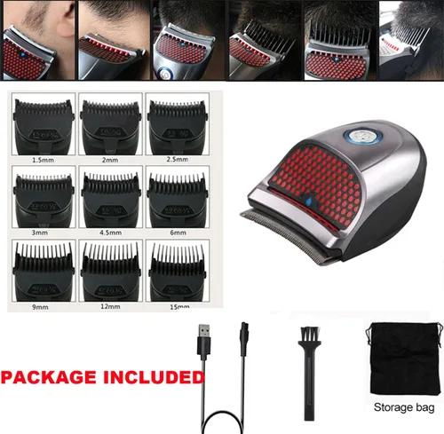 Vista 8 de Kit de corte de pelo de corte automático para hombres, kit de corte de pelo con 9 peines limitados, cortadora de pelo eléctrica inalámbrica