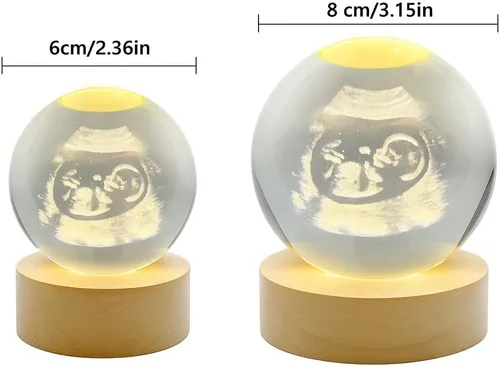 Vista 7 de Bola de cristal 3D personalizada con base de luz LED, luz nocturna de fotos personalizada y marcos de fotos, regalo único para baby shower, boda