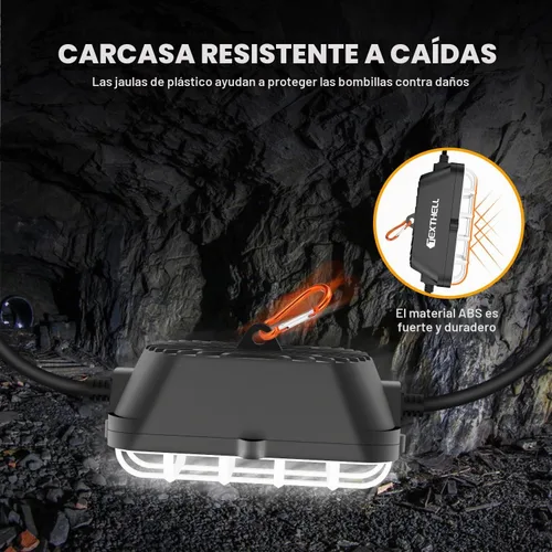 Vista 5 de 50 pies de luces LED de cadena para construcción, 75W súper brillantes 7500LM con enchufe, luces de trabajo de cadena enlazables, 5000K impermeables