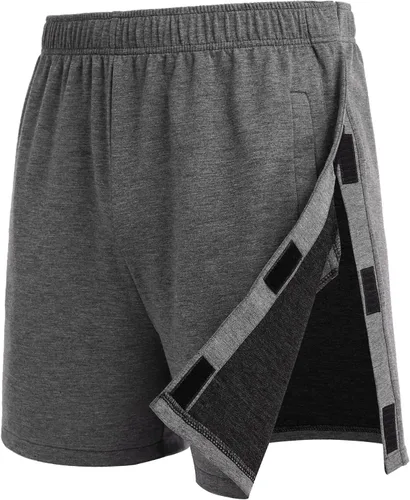Vista 8 de Deyeek - Pantalones cortos unisex desmontables con cierre de botón, de algodón atlético, para recuperación post cirugía de rodilla, reemplazo