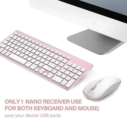 Vista 3 de Teclado inalámbrico y ratón (rosa)