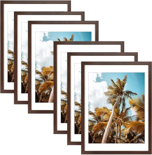 Vista 136 de Frametory, Marco de fotos de 11 x 14 pulgadas con paspartú para fotos de 8 x 10 pulgadas, moldeado ancho de vidrio de alta definición, accesorios
