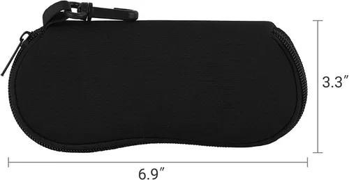 Vista 7 de Mkono Paquete de 2 fundas para lentes de sol, de neopreno, ultraligeras, de viaje, suaves, con clip, para hombres y mujeres, color negro