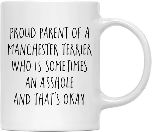 Vista 124 de Andaz Press Funny Dog - Taza de café de 11 onzas, regalo de broma, orgulloso padre de un afenpinscher que es a veces un gilipollas y eso está bien
