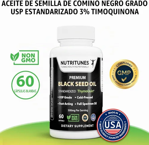 Vista 11 de Aceite de Semilla Negra ThymoQuin - 60 Cápsulas Blandas