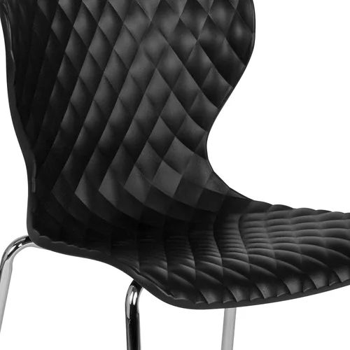Vista 6 de EMMA + OLIVER Silla apilable de plástico negro de diseño contemporáneo