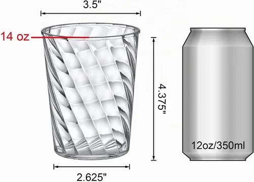 Vista 5 de Amazing Abby - Glacier - Vasos de plástico de 14 onzas (juego de 8), vasos de plástico reutilizables totalmente transparentes, apilables, sin BPA