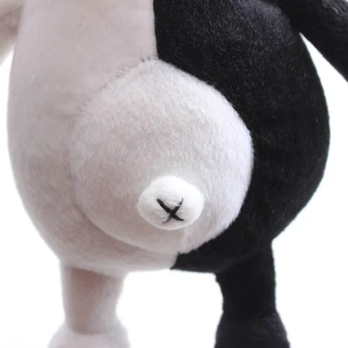 Vista 6 de Muñeca rellena suave de peluche de oso blanco y negro de 10 pulgadas