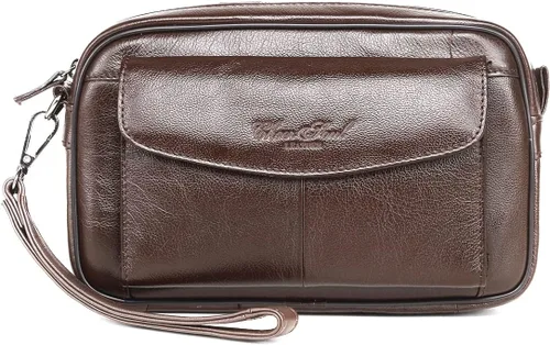 Vista 8 de Cartera organizadora de cuero para hombre con ranuras protectoras para tarjetas de crédito