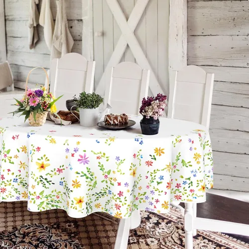 Vista 13 de Yighty Mantel ovalado de primavera y verano de 54 x 72 pulgadas, mantel de acuarela floral de primavera, mantel impermeable resistente a