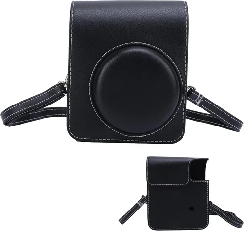 Vista 9 de i - Funda de piel sintética para cámara Instax Mini 40, funda protectora delgada para cámara digital con correa de hombro ajustable, Negro -, Fine