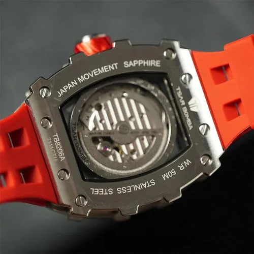 Vista 7 de TSAR BOMBA Reloj de pulsera cuadrado automático de lujo para hombre, 164.0ft, impermeable, esqueleto, mecánico, elegante, para hombres, simple