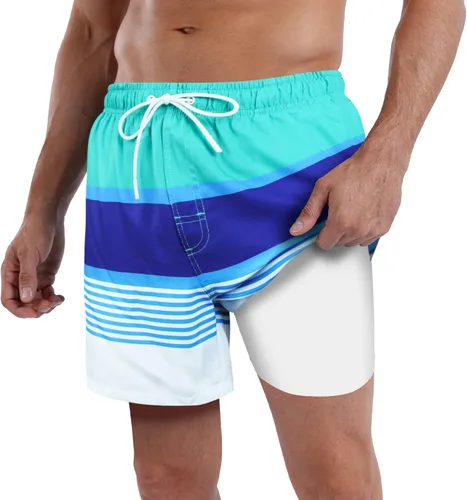 Vista 91 de Traje de baño para hombre con forro de compresión de secado rápido de 5.5 pulgadas con forro tipo bóxer amarillo (1-Yellowstar)