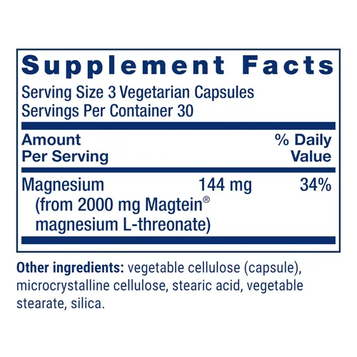 Vista 3 de Life Extension Neuro-Mag Magnesio L-treonato, Salud de la Memoria, Pensamiento Rápido, Apoyo a la Salud Cognitiva, Vegetariano, Sin GMO, 90 Cápsulas