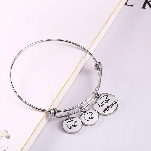 Vista 3 de Pulsera de mamá oso con pulsera ajustable de 1, 2, 3 cachorros, regalos para mamá