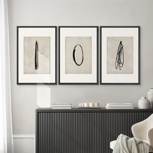 Vista 266 de SIGNWIN Lienzo enmarcado para pared, juego de arte neutro de bosque brumoso, ilustraciones en tono tierra, arte moderno, decorativo, bohemio