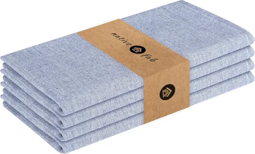 Vista 55 de Native Fab Servilletas de tela azul, paquete de 4, 100% algodón, 17 x 17 pulgadas, resistentes, textura suave, secado rápido, ideales