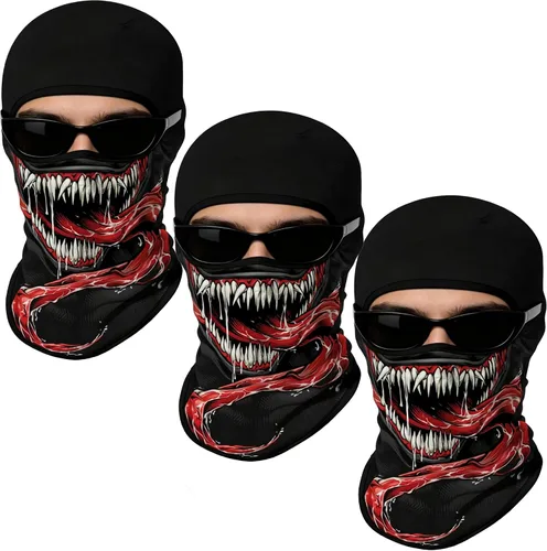 Vista 54 de Pasamontañas 3D, máscara de cara completa, resistente al viento, máscara de esquí con calavera táctica para motocicleta, ciclismo, Halloween