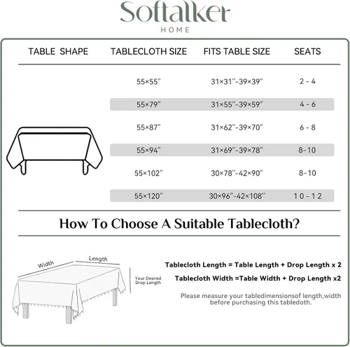 Vista 5 de Softalker Mantel rectangular bohemio de lino y algodón con borlas, mantel resistente con flores, mantel decorativo floral para cocina y comedor