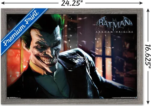 Vista 3 de Trends International DC Comics - Póster de pared de Arkham Origins de Arkham Origins, 14.725 x 22.375 pulgadas, versión enmarcada de madera