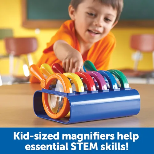 Vista 3 de Learning Resources Primary Science - Lupas jumbo con soporte (6 piezas) y balanza de balanza de balde de balde