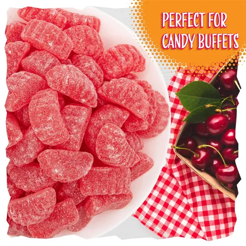 Vista 5 de Cherry Slices Jelly Candy, rebanadas de frutas con sabor a cereza, bolsa