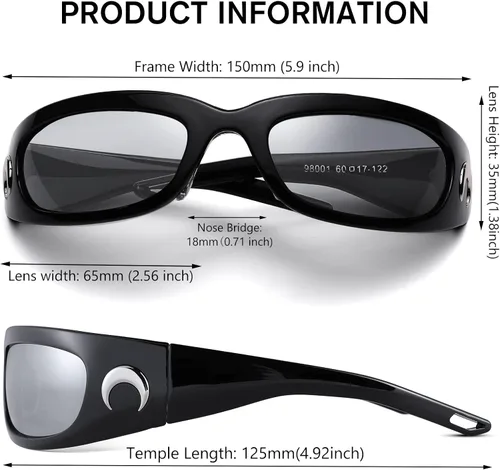 Vista 4 de Haygafe Wrap Around Sunglasses for Women Men Trendy Fashion Cool Y2K Futuristic Sun Glasses Shades