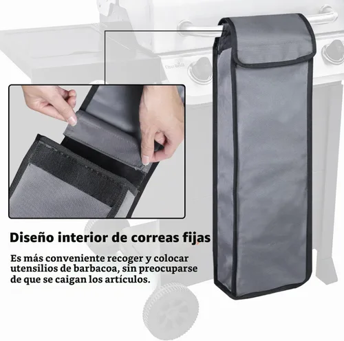 Vista 3 de Bolsa de almacenamiento de herramientas para parrilla, organizador plegable impermeable para utensilios de barbacoa, funda de transporte portátil