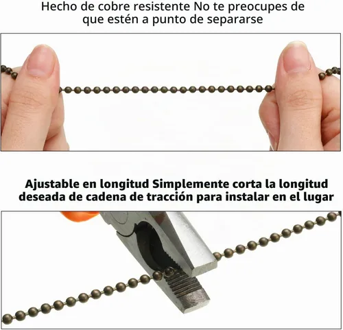 Vista 4 de 8 piezas de cadenas de extensión para ventilador de techo con colgante de madera para lámpara de techo (negro)