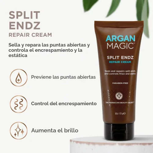 Vista 3 de Argan Magic Crema Split Endz – Se une instantáneamente a los extremos deshilachados y separados mientras evita futuras roturas Controla