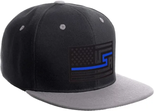 Vista 18 de I&W Hatgear Bandera de Rediseño de Estados Unidos Delgada Azul Línea Roja Soporte American Servicemen Sombrero El Snapback Línea Azul Delgada