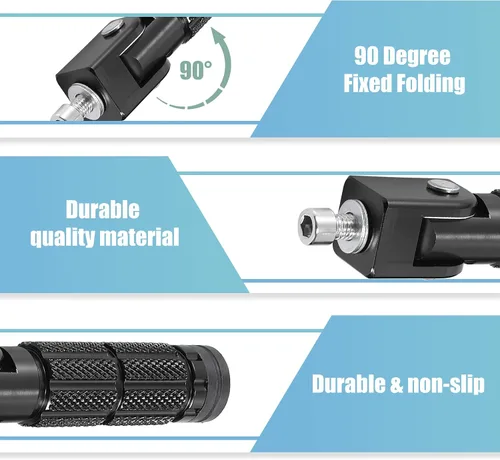 Vista 4 de Motoforti 1 par 0.276 in aleación de aluminio universal motocicleta plegable trasero reposapiés estribera pedal Ciclismo negro